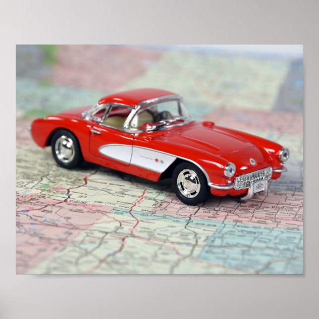 1957 Retro Corvette auf Karte Poster (Vorne)