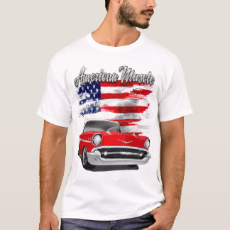 1957 Roter und Weißer amerikanischer Muskel Chevy  T-Shirt