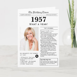 1957 Zeitung zum Geburtstag Karte