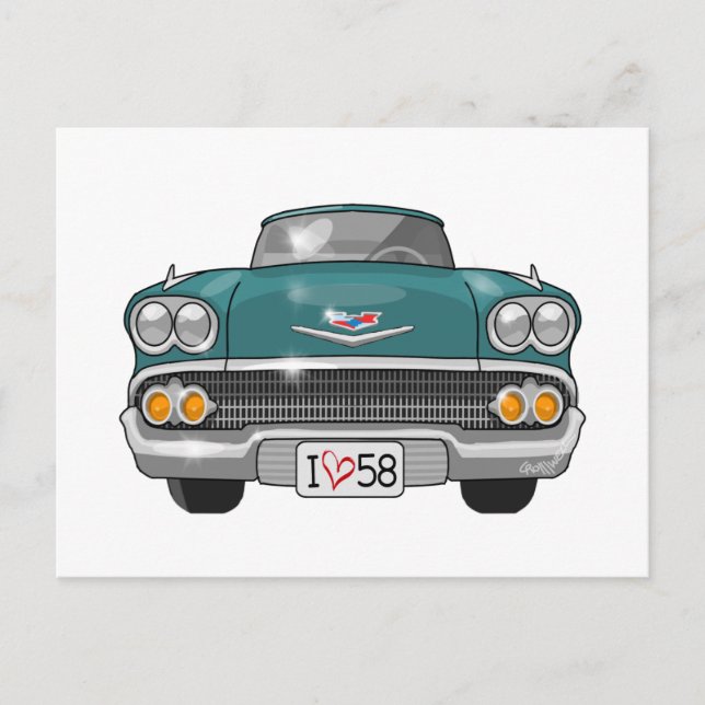 1958 Chevrolet Impala Postkarte (Vorderseite)