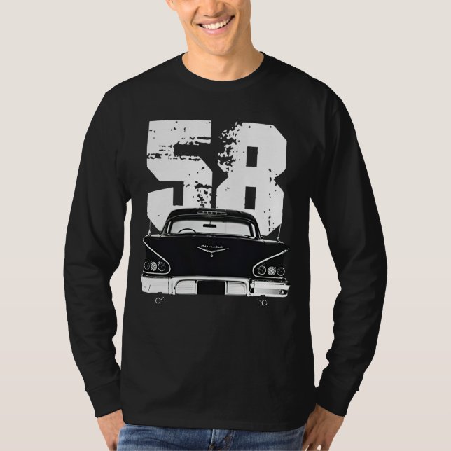 1958 Chevy Impala Back View mit Jahr Silhouette T-Shirt (Vorderseite)