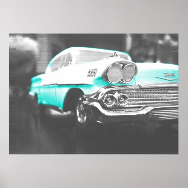 1958 chevy impala hell blau poster (Vorne)
