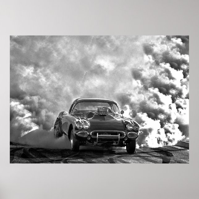 1958 corvette burn out poster (Vorne)