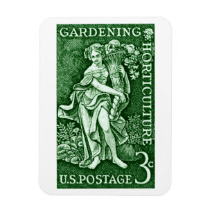 1958 Gartenbau + Briefmarke Gartenbau Magnet