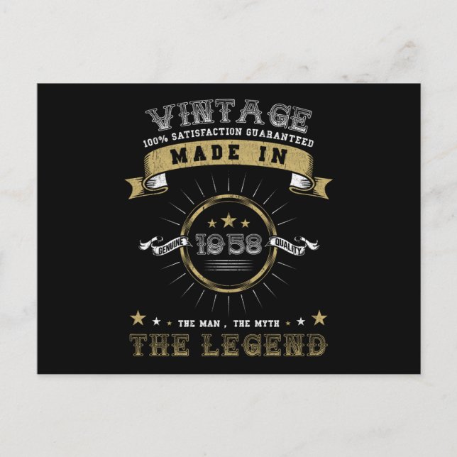 1958 Geborener Geburtstag Vintag Postkarte (Vorderseite)