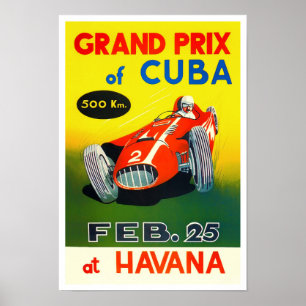 1958 Havanna Kuba Großer Preis Vintager Rennsport Poster