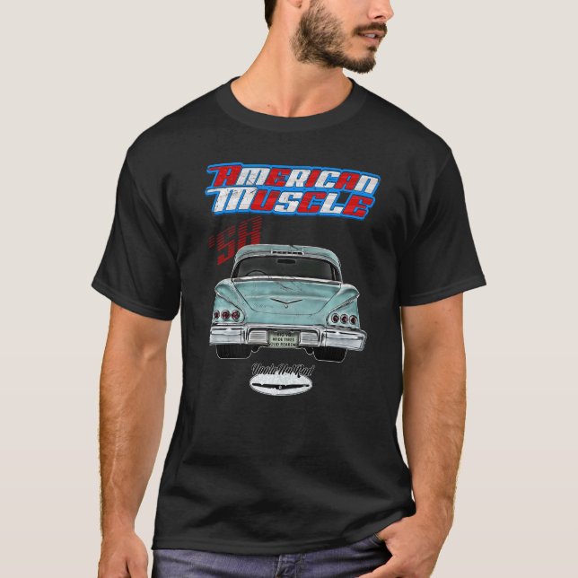 1958 Impala Bel Air Belair Delray Tailfins Rockabi T-Shirt (Vorderseite)