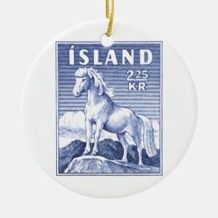 1958 Isländische Pferde-Briefmarke Keramikornament