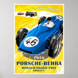1958 Porsche-Behra. Monaco Grand Prix Formel II Poster