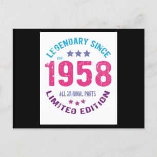 1958 Vintager Geburtstag Postkarte