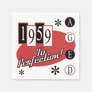 1959 60. Geburtstag Mitte Jahrhundert Serviette