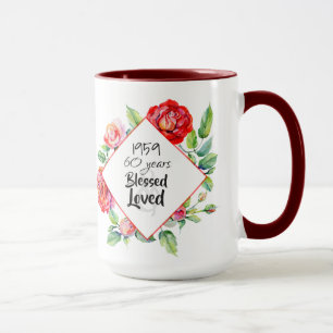 1959 60. Geburtstagsfrauen Rose für Wasserfarben Tasse