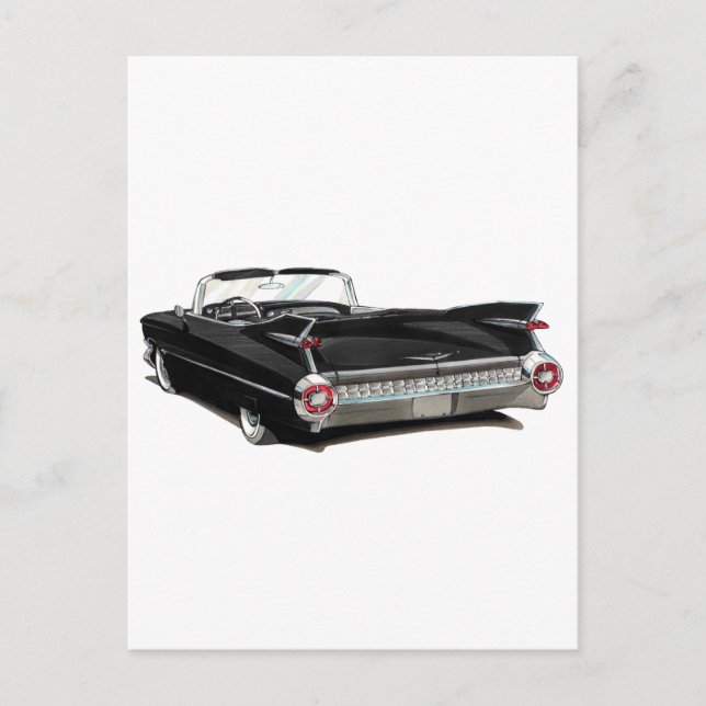 1959 Cadillac Black Car Postkarte (Vorderseite)