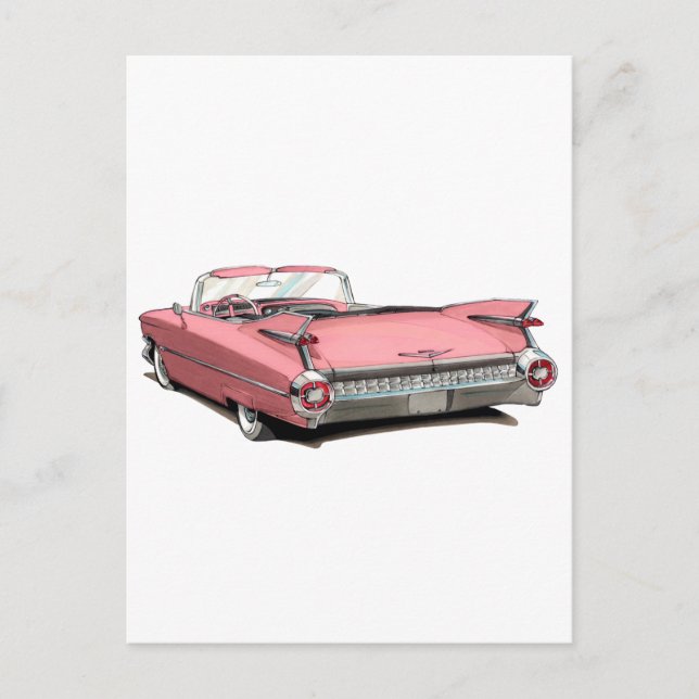 1959 Cadillac Pink Car Postkarte (Vorderseite)