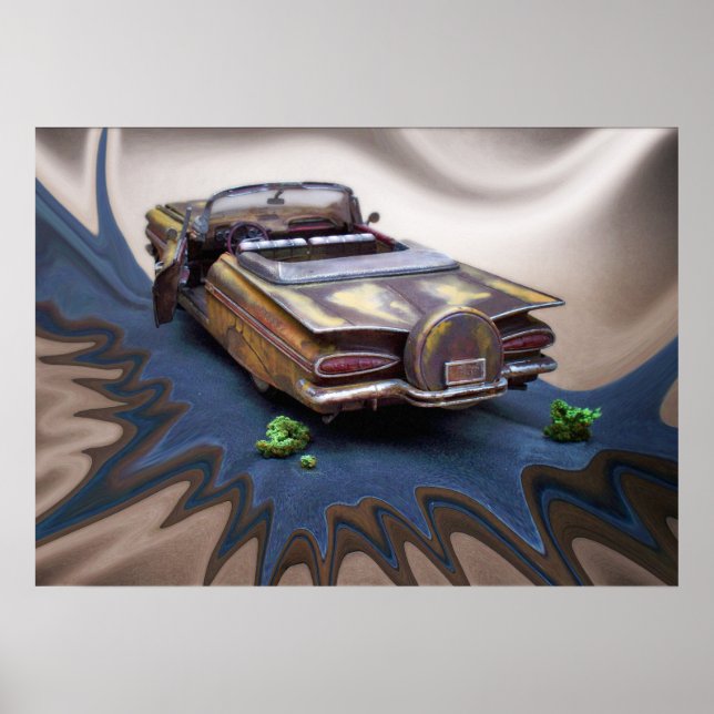 1959 Chevy Impala, Schrottplatz, Klassik Auto, Kun Poster (Vorne)