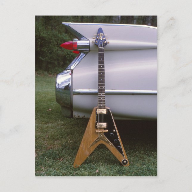 1959 Futuristic Electric Guitar & Car Postkarte (Vorderseite)