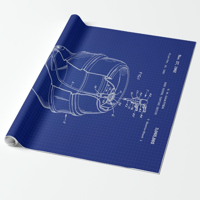 1960 Bierbarrel Blueprint Geschenkpapier (Ungerollt)