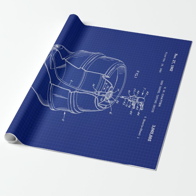 1960 Bierbarrel Blueprint Geschenkpapier (Ungerollt)