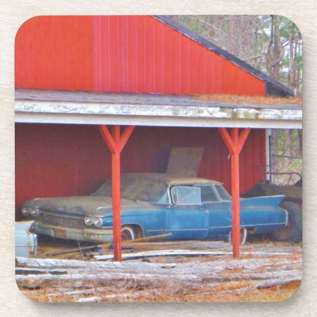 1960 BLAUE SADAND DEVILLE Antiker Wagen Getränkeuntersetzer (Vorderseite)