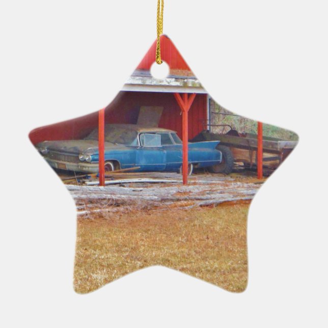 1960 BLAUE SADAND DEVILLE Antiker Wagen Keramik Ornament (Vorne)