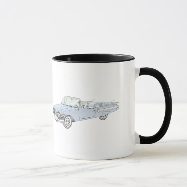 1960 Chevy Impala Blaues Cabrio Illustration Tasse (Rechts)