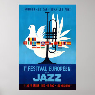 1960 Jazz-à-Juan Europäisches Jazzfestival Jazz Poster