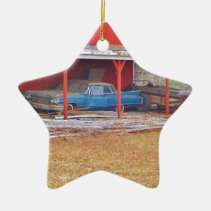 1960er BLUE CADILLAC DEVILLE Oldtimer Keramik Ornament