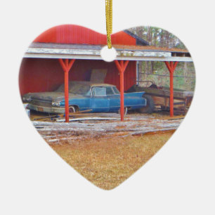 1960er BLUE CADILLAC DEVILLE Oldtimer Keramik Ornament