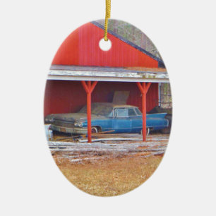 1960er BLUE CADILLAC DEVILLE Oldtimer Keramik Ornament