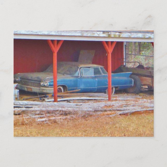 1960er BLUE SADAND DEVILLE Oldtimer Postkarte (Vorderseite)