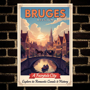 1960er Brügge, Belgien Vintage Reiseposter Poster