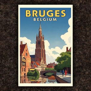 1960er Brügge, Belgien Vintage-Reiseposter Poster