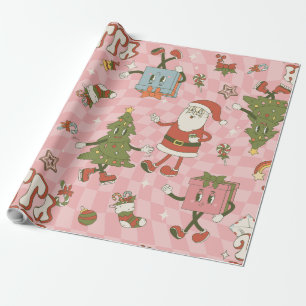 1960er groovy Santa funky Weihnachten Geschenkpapier