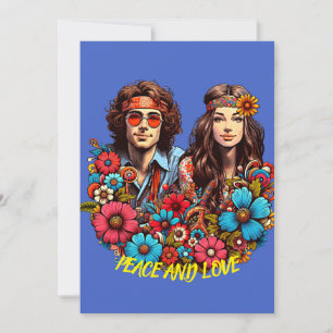 1960er Hippie Couple Blume Child Peace & Liebe art Einladung