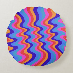 1960er Hippie Trippy Retro-Wallpaper Rundes Kissen