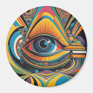 1960er Horror Vacui psychedelische Kunstwerke Magnet
