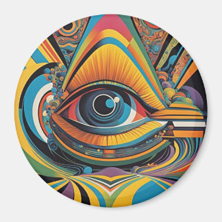 1960er Horror Vacui psychedelische Kunstwerke Magnet