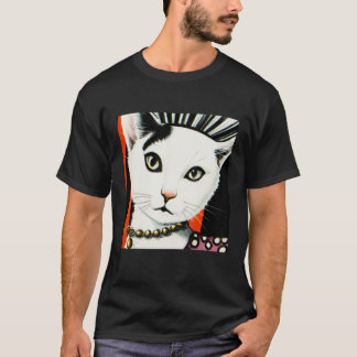 1960er Jahre Atemberaubende Modische Weibliche Kat T-Shirt