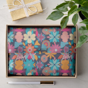 1960er Jahre Blumen und Geometrie Seidenpapier