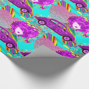 1960er Jahre Thema Groovy Girl Party Geburtstag Geschenkpapier