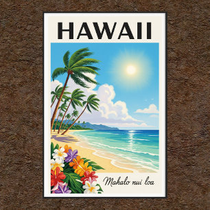 1960er Jahre Vintage-Hawaii-Reiseplakat Poster