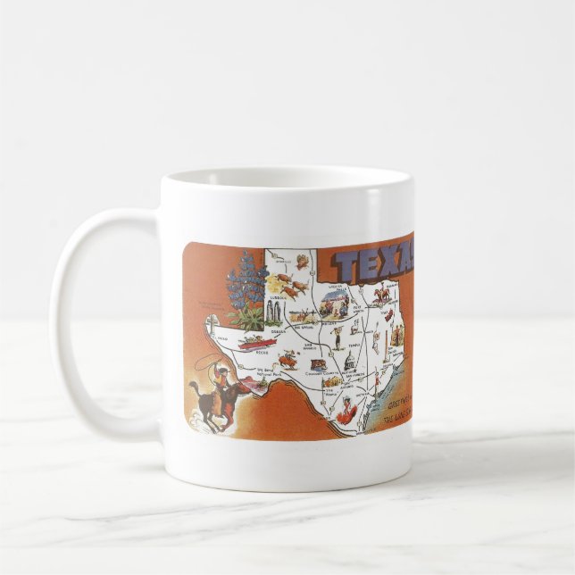 1960er Lone Star Staat Postcard TX Kaffeetasse (Links)