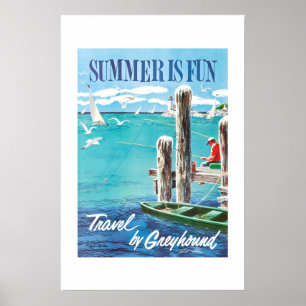 1960er Sommer ist Spaß Saisonales Reiseplakat Poster