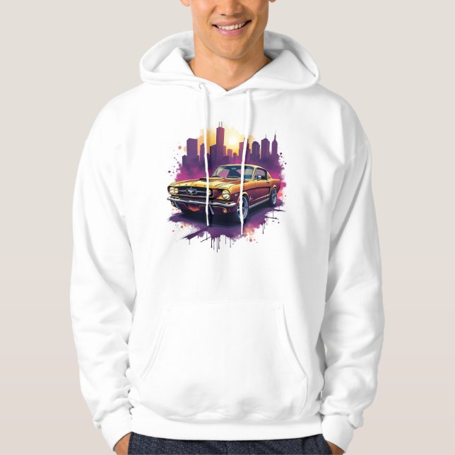 1960s Muscle Car with Urban Skyline Hoodie (Vorderseite)