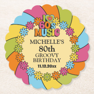 1960s Music Party 80th Groovy Retro Birthday Theme Untersetzer