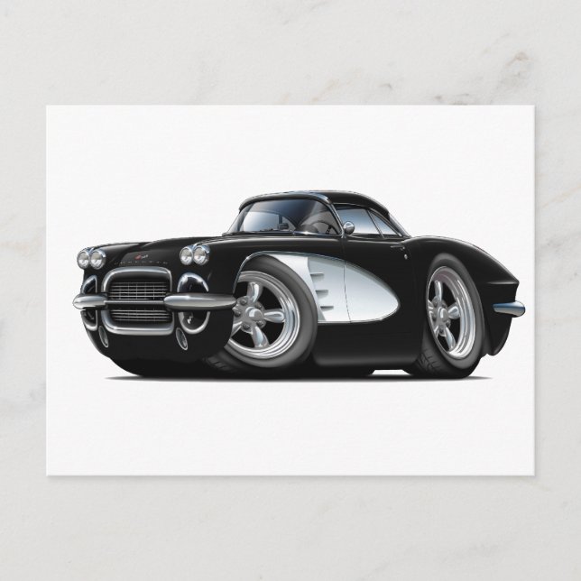 1961 Corvette Black Car Postkarte (Vorderseite)