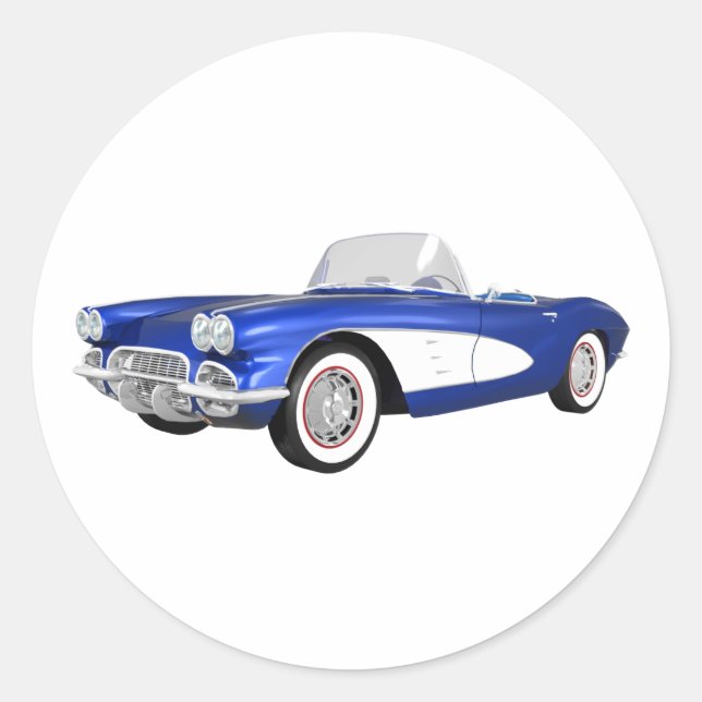 1961 Corvette C1: Blue Finish: Runder Aufkleber (Vorderseite)