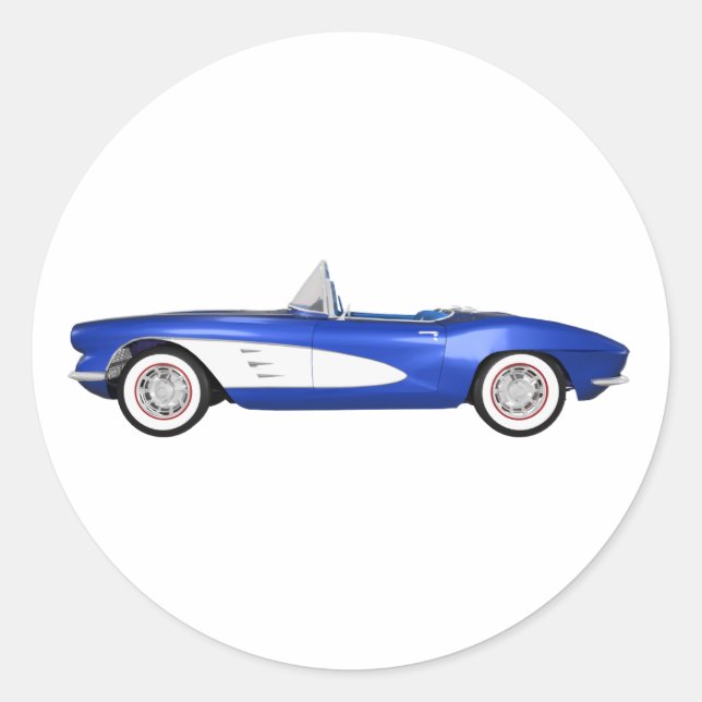 1961 Corvette C1: Blue Finish: Runder Aufkleber (Vorderseite)