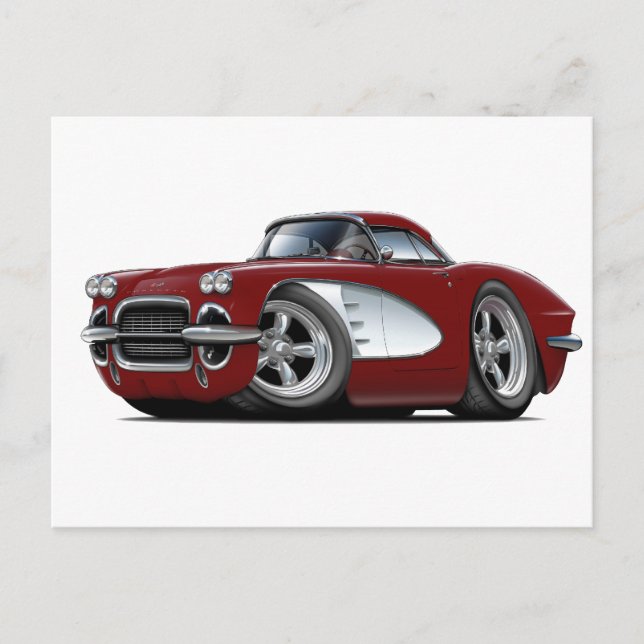 1961 Corvette Maroon Car Postkarte (Vorderseite)