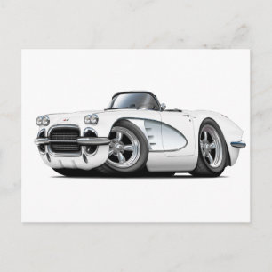 1961 Corvette White Convertible Postkarte